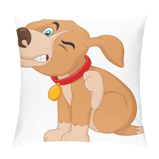 Personality  Cartoon A Young Pit Bull Puppy Scratching An Itch Pillow Covers