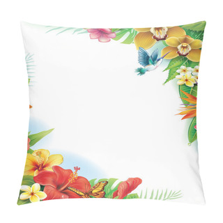 Personality  Background From Tropical Flowers And Leaves Pillow Covers