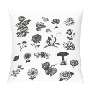 Personality  Vector Set Of Hand Drawn Vintage Flowers For Your Design Pillow Covers