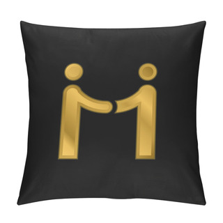 Personality  Agreement Gold Plated Metalic Icon Or Logo Vector Pillow Covers