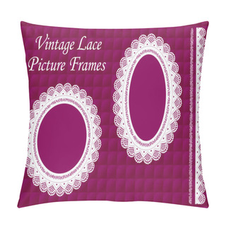 Personality  Lace Doily Picture Frames, Violet Lavender Quilt Background Pillow Covers