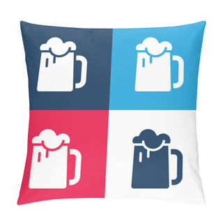 Personality  Beer Blue And Red Four Color Minimal Icon Set Pillow Covers