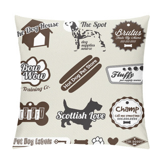 Personality  Vector Set: Retro Dog And Pet Shop Labels And Stickers Pillow Covers
