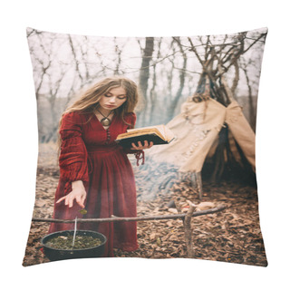 Personality  Young Witch In The Autumn Forest Pillow Covers