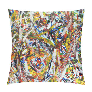 Personality  Abstract Yellow Spots On A Multicolored Background. Chaotic Sketch. A Dirty, Scribbled Wall. Etude In The Style Of Abstract Impressionism.  Pillow Covers