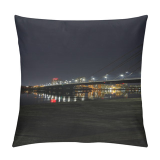 Personality  Cityscape With Illuminated Buildings, Bridge And River At Nigth Pillow Covers