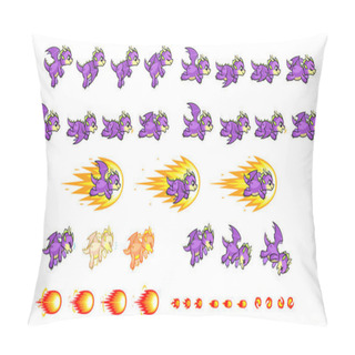 Personality  Purple Dragon Game Sprites. Suitable For Side Scrolling, Action, Adventure, And Endless Runner Game. Pillow Covers