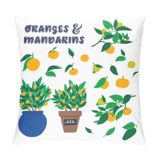 Personality  Oranges On Granches And Leaves Clipart Pillow Covers