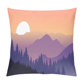 Personality  Purple Mountains On A Background Of Pink Sky. Pillow Covers