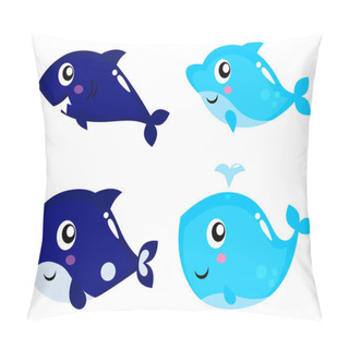 Personality  Sea Life Cartoon Set Isolated On White Pillow Covers