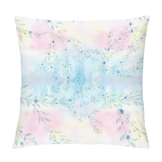 Personality  Branch With Small Leaves - Watercolor. Decorative Compositionon The Background Of Watercolor. Floral Motifs. Seamless Pattern. Use Printed Materials, Signs, Items, Websites, Maps, Posters, Postcards, Packaging. Pillow Covers