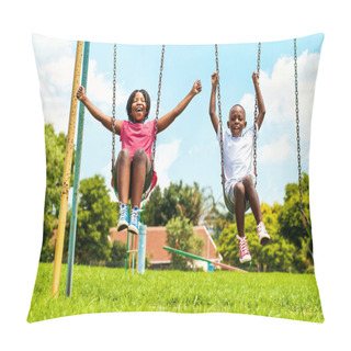 Personality  African Kids Playing On Swing In Neighborhood. Pillow Covers