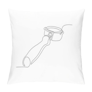 Personality  Continuous Line Drawing Of Portalfilter. One Line Of Portafilter Machine. Portafilter Coffee Continuous Line Art. Editable Outline. Pillow Covers