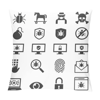 Personality  Antivirus Protection Computer Security Icons Set. Vector Pillow Covers