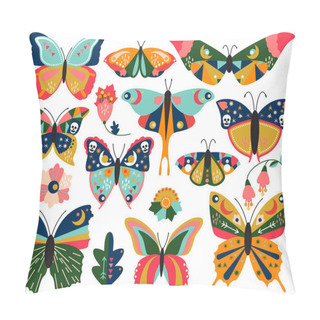 Personality Vector Collection Of Bohemian Stylized Butterflies And Moths  Pillow Covers