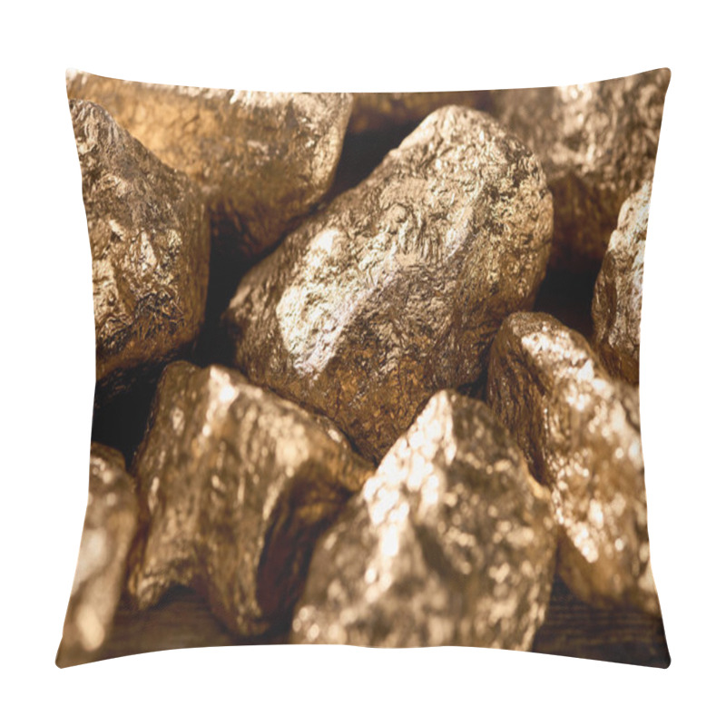 Personality  Close Up View Of Golden Textured Stones Shining In Sunlight Pillow Covers