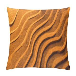 Personality  Top View Of Sandy Background With Smooth Waves And Orange Color Filter Pillow Covers