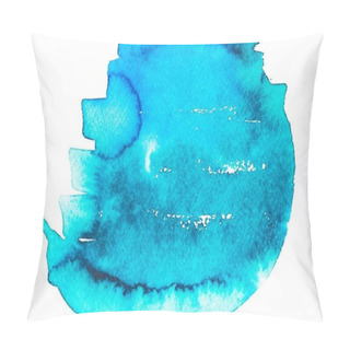 Personality  Abstract Painting With Bright Blue Blot On White  Pillow Covers