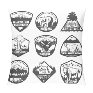 Personality  Vintage Monochrome National Park Labels Set Pillow Covers