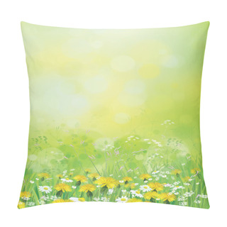 Personality  Background With Chamomiles And Dandelions Pillow Covers