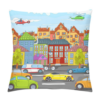 Personality  City Cartoon. Pillow Covers