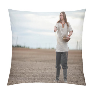 Personality  A Young Peasant Sows The Field With Grain Pillow Covers