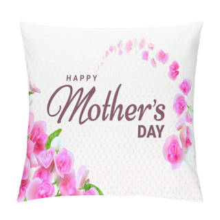 Personality  Happy Mother's Day. Greeting Card With Beautiful Blooming Flowers On Light Pink Dots Background. Template For International Mother's Day. Pillow Covers