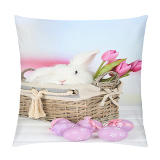 Personality  White Cute Rabbit And Easter Composition Pillow Covers