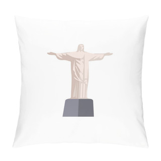 Personality  Huge Christ Redeemer Statue From Rio De Janeiro. Brazil Famous Attraction In Form Of Religious Monument. Popular Sight Isolated Vector Illustration. Pillow Covers