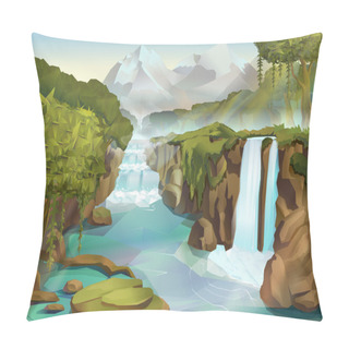Personality  Forest And Waterfall Landscape Pillow Covers