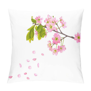 Personality  Pink Cherry Flowers And Falling Petals Pillow Covers