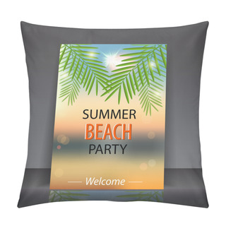 Personality  Summer Beach Party. Vector Illustration Pillow Covers