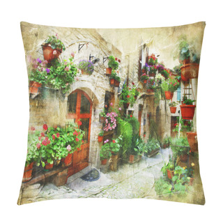 Personality  Floral Streets Of Spello, Umbria, Italy. Artistic Picture Pillow Covers