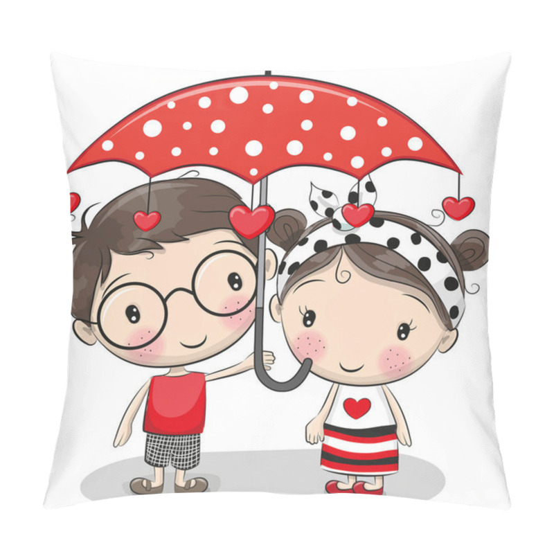 Personality  Cute Boy and girl with umbrella pillow covers