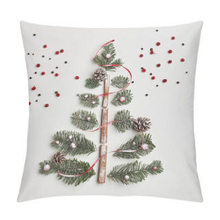 Personality  Christmas Tree Made Of Winter Foliage And Cinnamon Sticks Pillow Covers