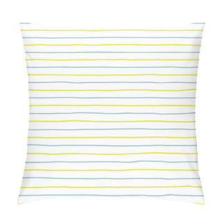 Personality  Seamless Hand Drawn Pattern With Stripes. Seamless Blue Yellow Background. Hand Painted Pastel Wallpaper. Seamless Cute Backdrop. Vector Illustration. Pillow Covers