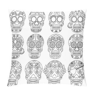 Personality  Vector Collection Of Day Of The Dead Skulls Or Sugar Skulls Pillow Covers