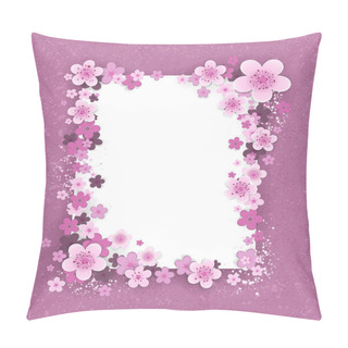 Personality  Banner With Sakura Flowers Pillow Covers