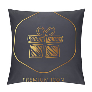 Personality  Birthday Giftbox Sketch Golden Line Premium Logo Or Icon Pillow Covers