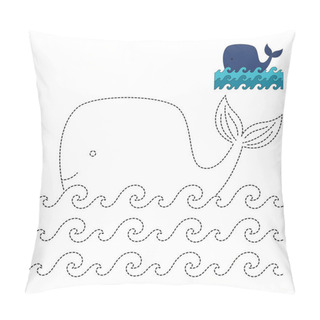 Personality  Vector Drawing Worksheet For Preschool Kids With Easy Gaming Level Of Difficulty. Simple Educational Game For Kids. Illustration Of Whale For Toddlers Pillow Covers