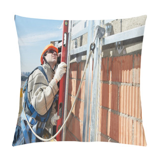 Personality  Worker Builder At Facade Construction Works Pillow Covers