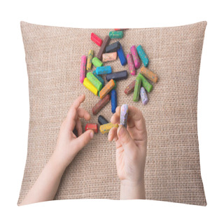 Personality  Used  Color Crayons And A Toddlers Hand  Pillow Covers