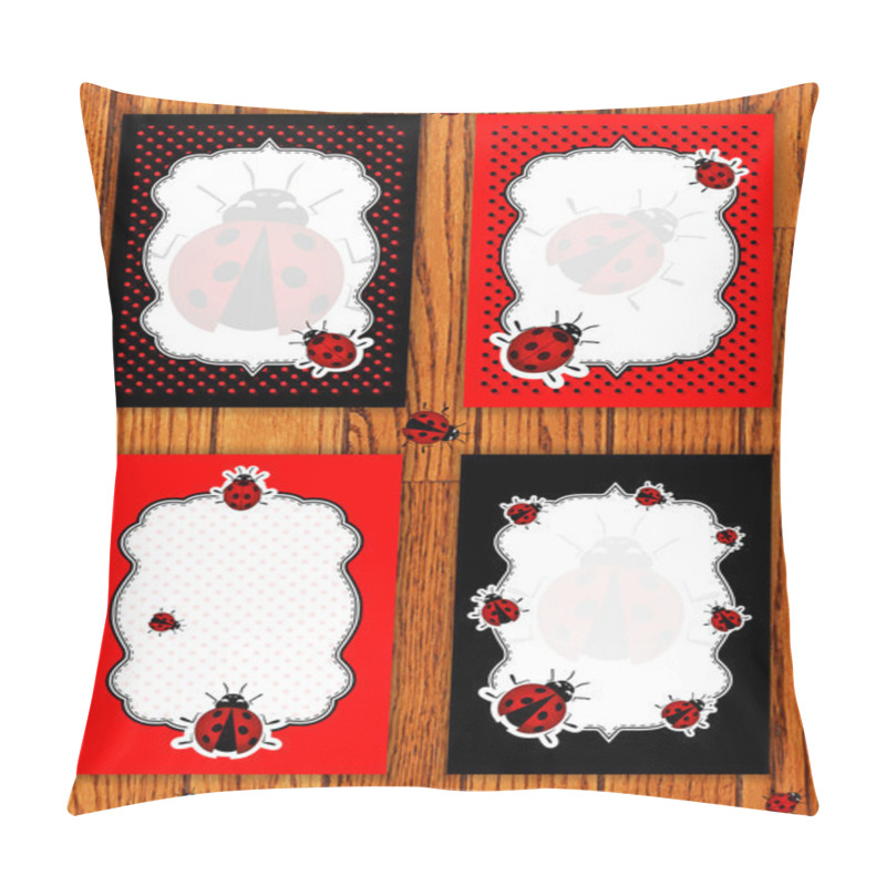 Personality  Ladybug cards set vector illustration   pillow covers