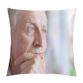 Personality  Senior Man Thinking About Something Pillow Covers