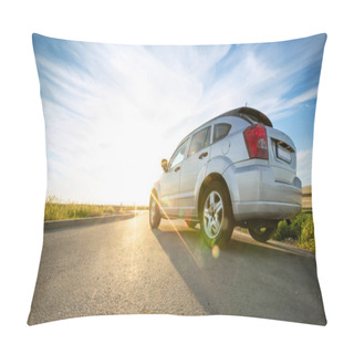 Personality  Car On Road Over Sunny Day Pillow Covers