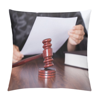 Personality  Female Judge Reading Verdict Pillow Covers