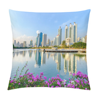 Personality  Bangkok City Downtown At Night With Reflection Of Skyline Pillow Covers