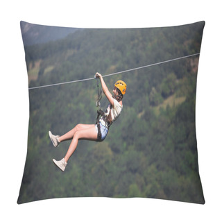 Personality  Adult Woman On Zip Line Pillow Covers