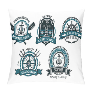 Personality  Nautical Badges And Emblems Set In Heraldic Style Pillow Covers