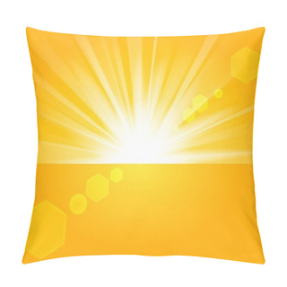 Personality  Golden Rays Rising From Horizon In Light Background Pillow Covers